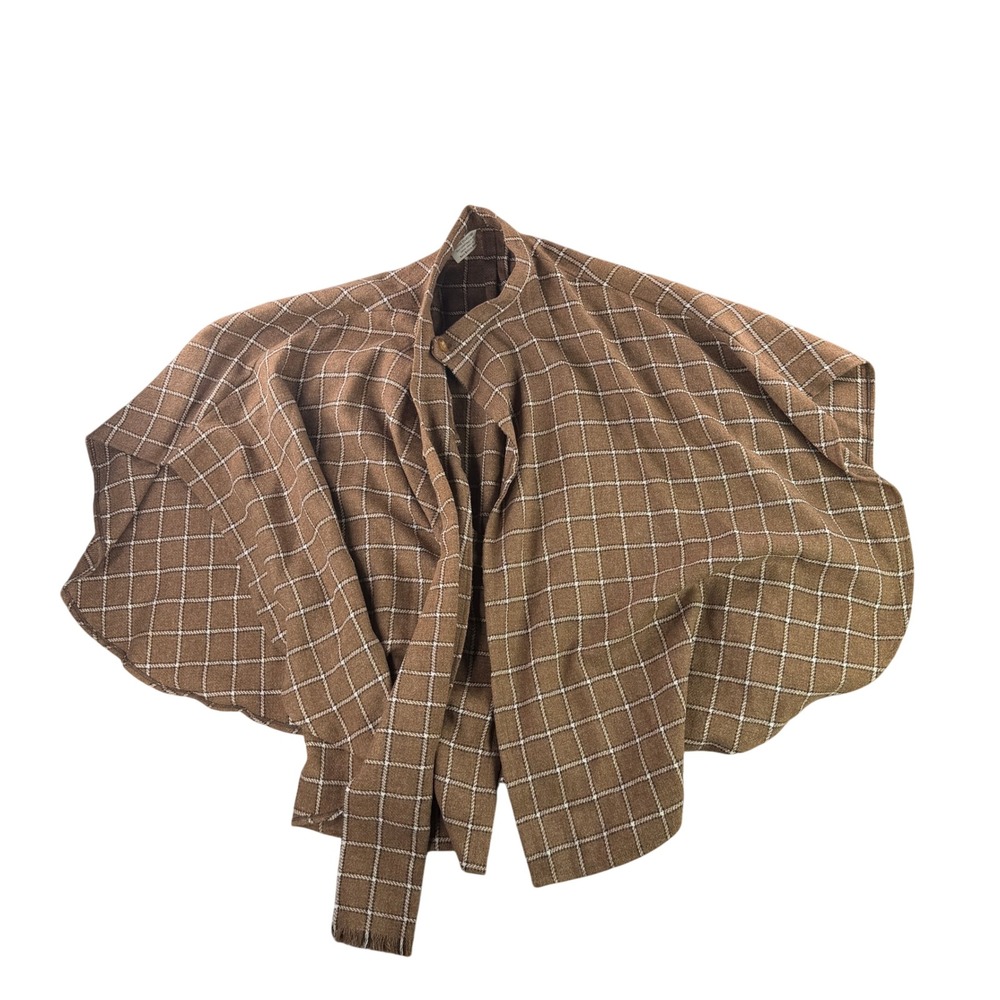 Vtg Island Heritage‎ Wool Cape Coat Womens Brown Wrap Scarf Rare British Sheep